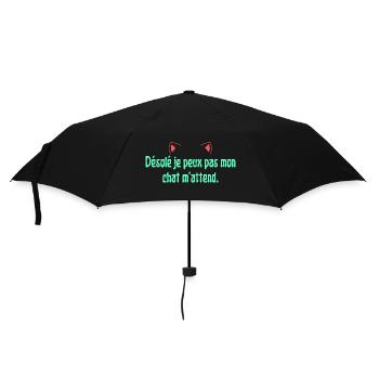 Tut mir leid, ich kann nicht, meine Katze wartet auf mich. Katzenkopf - Regenschirm (klein) - Schwarz - Vorne