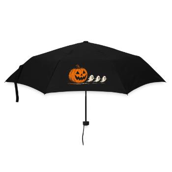 Halloween-Kürbis- und Geister-Sketch - Regenschirm (klein) - Schwarz - Vorne