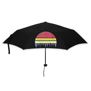 Couleurs rétro de la forêt arbres fond rétro vintage - Parapluie standard - noir - Devant