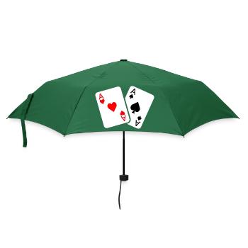 Jeu de cartes avec deux as - Parapluie standard - vert bouteille - Devant