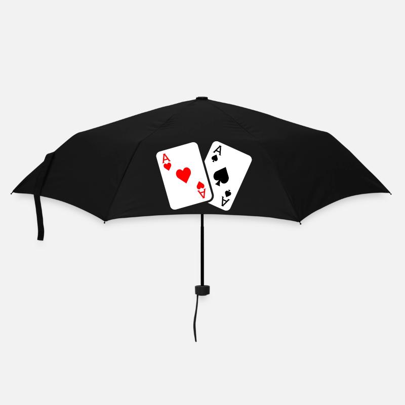 Kartenspiel mit zwei Assen - Regenschirm (klein) - Schwarz
