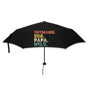 BGS Hund Papa Spruch Retro Lustig - Regenschirm (klein) - Schwarz - Vorne