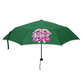 Lesbianic peril! Lesbian humour LGBTQI+ funny - Umbrella (small) - bottlegreen - Front