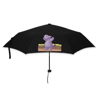 Maskotti Inge Nilpferd Yoga1 - Regenschirm (klein) - Schwarz - Vorne