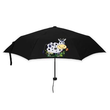 Kuh - Regenschirm (klein) - Schwarz - Vorne