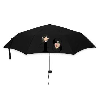 Blumen zum 48-jährigen Jubiläum (Geschenk von 48 Jahren) - Regenschirm (klein) - Schwarz - Vorne