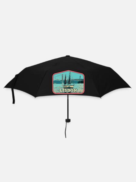 Lisbon Portugal, boat on the Tagus River - Umbrella (small) - black