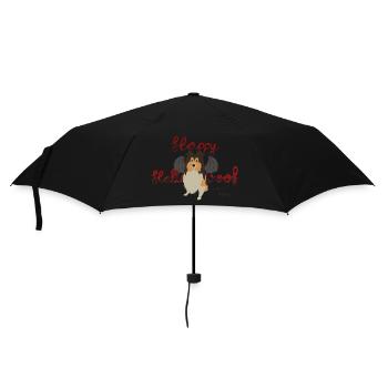 Happy Hallowoof Halloween Hund Comic Sheltie - Regenschirm (klein) - Schwarz - Vorne