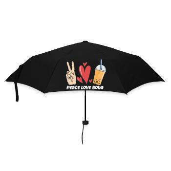 Peace Love Boba - Regenschirm (klein) - Schwarz - Vorne