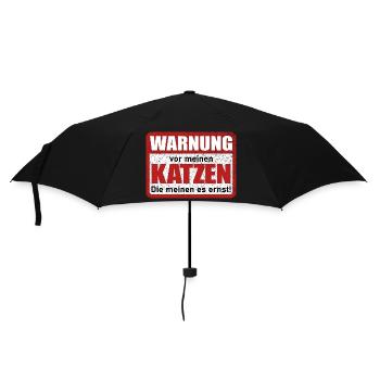 Warnung vor meinen Katzen Lustiger Spruch - Regenschirm (klein) - Schwarz - Vorne