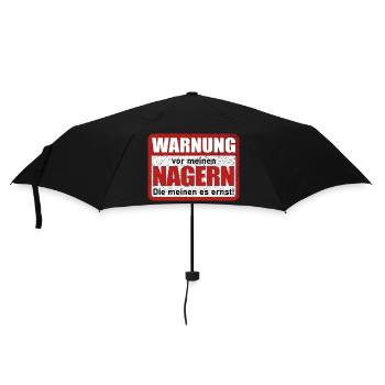 Warnung vor meinen Nagern Lustiger Spruch Hasen - Regenschirm (klein) - Schwarz - Vorne