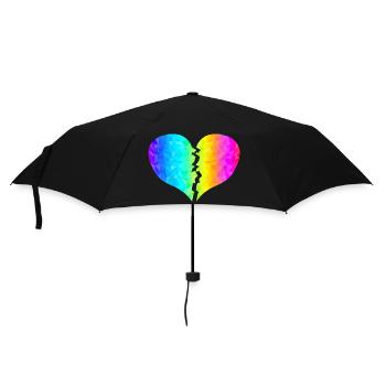 colorful heart rainbow colors - Umbrella (small) - black - Front