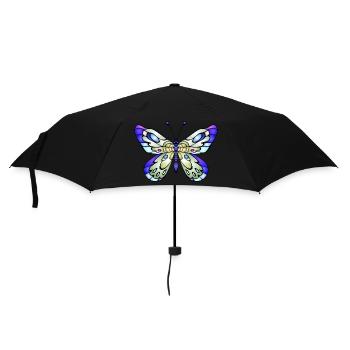 Bunter Schmetterling - Regenschirm (klein) - Schwarz - Vorne