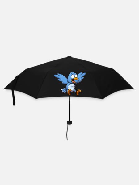 Cute Flying Blue Bird - Umbrella (small) - black