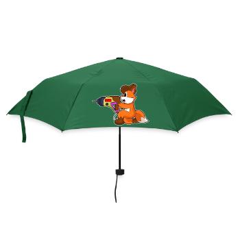 Fuchs Handwerker Bohrmaschine Handwerk - Regenschirm (klein) - Flaschengrün - Vorne