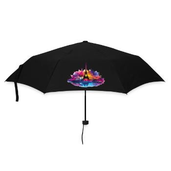 Paris Eiffel Tower France City Skyline Art - Umbrella (small) - black - Front
