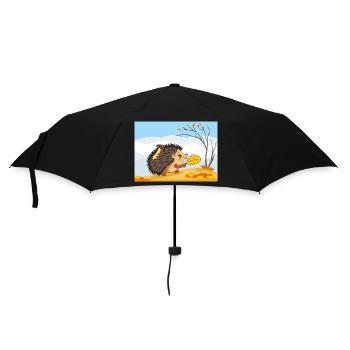 Niedlicher wandelnder Igel - Regenschirm (klein) - Schwarz - Vorne