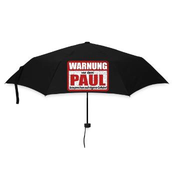Paul Name Lustiges Warnschild - Regenschirm (klein) - Schwarz - Vorne