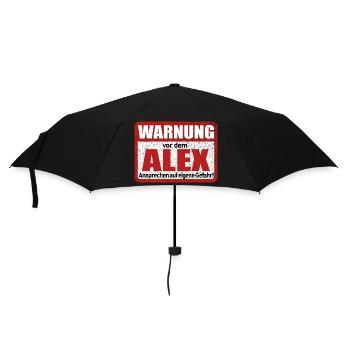 Name Lustiges Warnschild - Regenschirm (klein) - Schwarz - Vorne