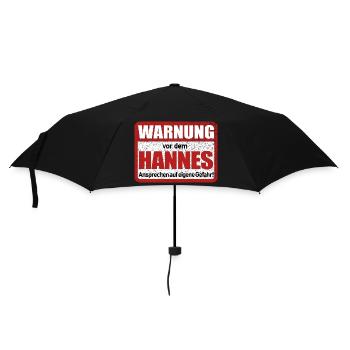 Hannes Name Lustiges Warnschild - Regenschirm (klein) - Schwarz - Vorne