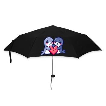 Couple De Sceau Amoureux Animal Saint Valentin - Parapluie standard - noir - Devant