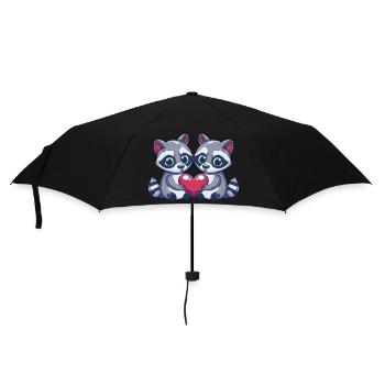 Raccoon Couple In Love Animal Valentine's Day - Umbrella (small) - black - Front