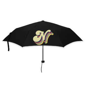 Retro-Buchstabe N - Regenschirm (klein) - Schwarz - Vorne
