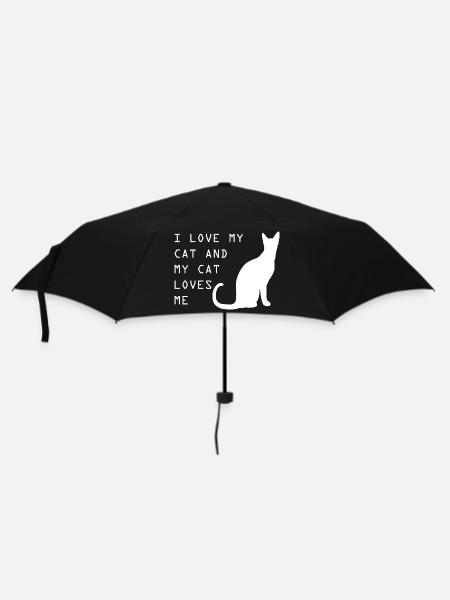 J’aime mon chat et mon chat m’aime, amoureux des chats, chat - Parapluie standard - noir