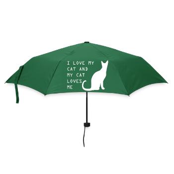 Ich liebe meine Katze und meine Katze liebt mich, Katzenliebhaber, Katze - Regenschirm (klein) - Flaschengrün - Vorne