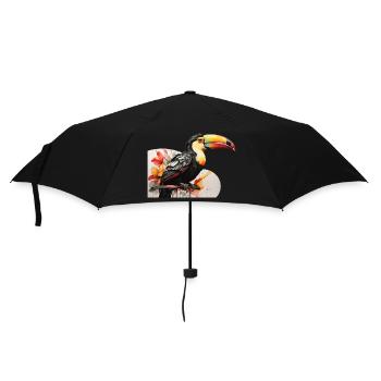 Tukan-Vogel , bunter Tukan, - Regenschirm (klein) - Schwarz - Vorne