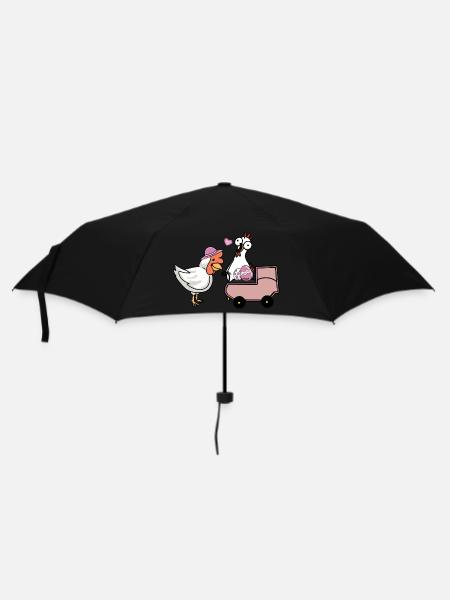 Henne Eier Hühner Familie Baby Ostern Ei - Regenschirm (klein) - Schwarz