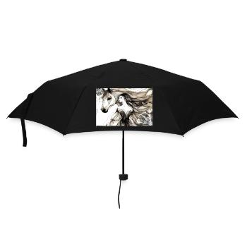 Blumen Frauen Mädchen Mode Design Kunst Weiblicher Stil - Regenschirm (klein) - Schwarz - Vorne
