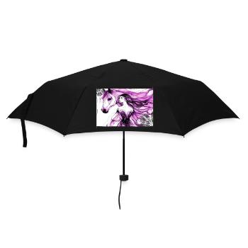 Blumen Frauen Mädchen Mode Design Kunst Weiblicher Stil - Regenschirm (klein) - Schwarz - Vorne