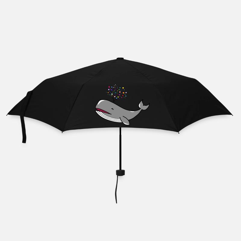 Happy Whale Blubberwal Happy Wal - Regenschirm (klein) - Schwarz