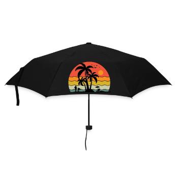 Sunset Palms Silhouette Retro 80's Vintage - Umbrella (small) - black - Front