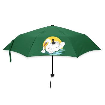 Weiße Schwanenmutter und ihre drei Babys - Regenschirm (klein) - Flaschengrün - Vorne