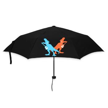 2 T-Rex Dinos Two Dinosaur Guitar Music Team - Parapluie standard - noir - Devant