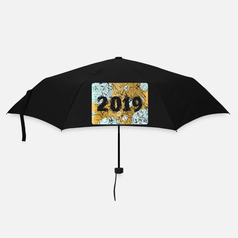 Zahl 2019 - Regenschirm (klein) - Schwarz