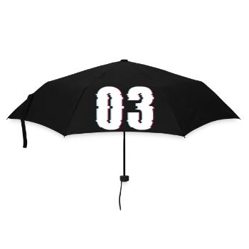 Drei 3 Three 03 Zahl Effekt Verzerrt Nummer - Regenschirm (klein) - Schwarz - Vorne