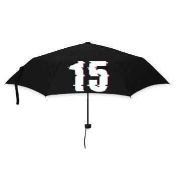 15 Fifteen Number Effect Distorted Number - Umbrella (small) - black - Front
