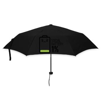 Soziale Batterie: 1% - Regenschirm (klein) - Schwarz - Vorne