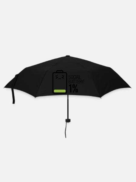 Soziale Batterie: 1% - Regenschirm (klein) - Schwarz
