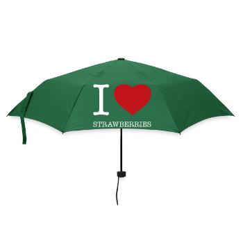 I LOVE STRAWBERRIES - Regenschirm (klein) - Flaschengrün - Vorne