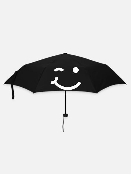 Zwinkerndes Gesicht, zwinkerndes Lächeln - Regenschirm (klein) - Schwarz