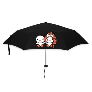 2 Oiseaux Dame Femme Homme Couple Amour En Amour Doux - Parapluie standard - noir - Devant
