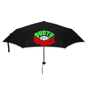 Pasta Peperoncini T-Shirt – Italien Retro Flagge - Regenschirm (klein) - Schwarz - Vorne