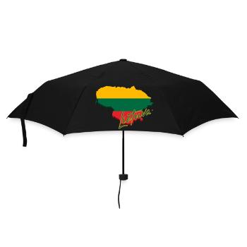 Karte von Litauen, Flagge Litauens - Regenschirm (klein) - Schwarz - Vorne