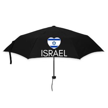 Herz mit Israel-Flagge, ich liebe Israel - Regenschirm (klein) - Schwarz - Vorne
