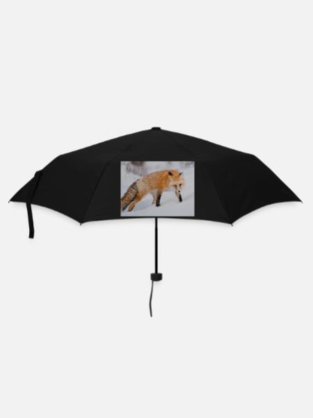 Fuchs im Schnee Aquarell - Regenschirm (klein) - Schwarz