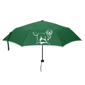 Golden Retriever Hunde T-shirt Hundeshirt Geschenk - Regenschirm (klein) - Flaschengrün - Vorne